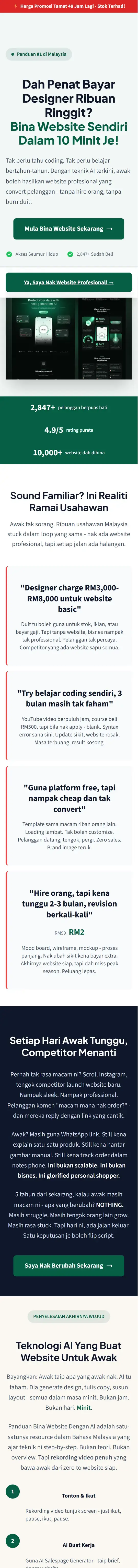 Salespage mobile yang dijana Convertly